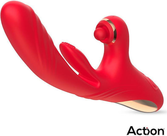Action Vibe Δονητής Rabbit Κόκκινος