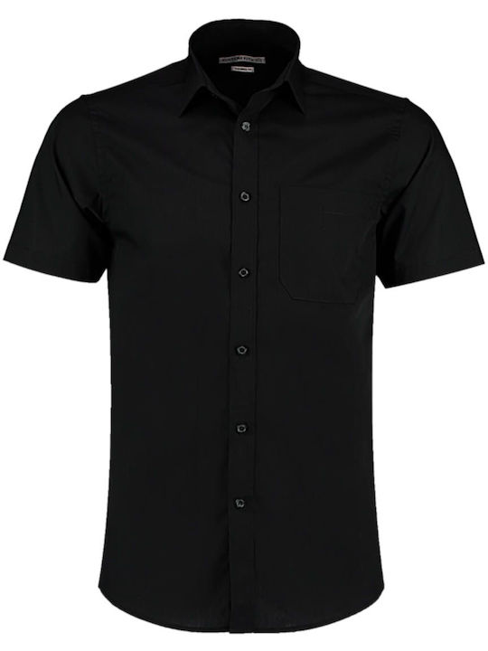 Kustom Kit Men's Shirt Short Sleeve Cotton Black