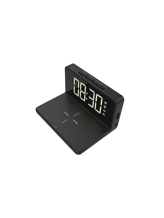 The Source Wireless Tisch-Digitaluhr mit Wecker & kabellosem Laden 94114