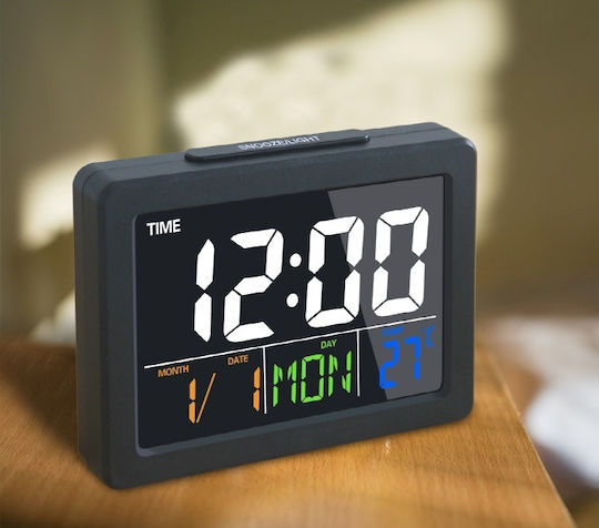 Ceas De Masă Digital Lcd Cu Ceas Deșteptător Negru 902002_b