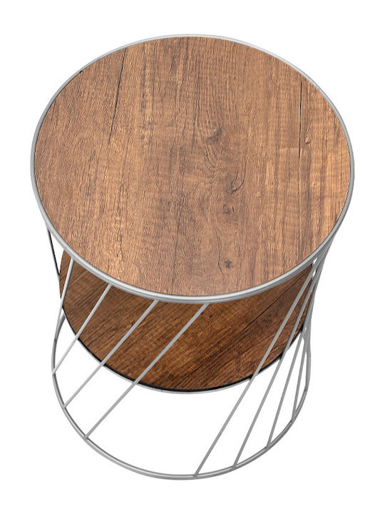 Round Side Coffee Table Jaspin Wooden Silver W32xL32xH44cm