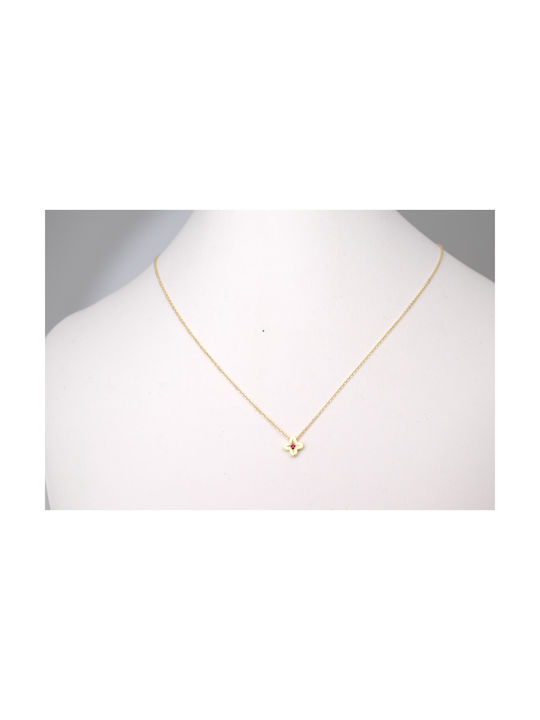 14K Gold Cross necklace with Ruby XK4760