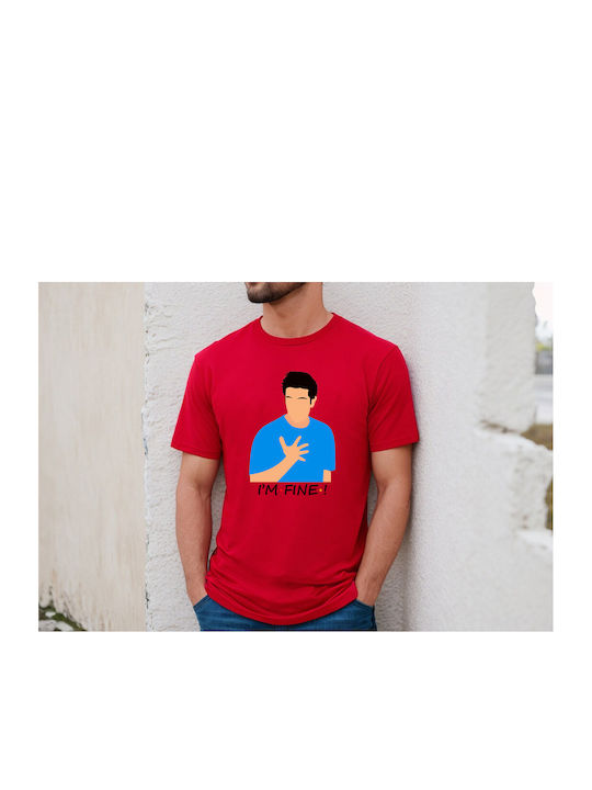 Fruit of the Loom Friends Tv Ross T-shirt Κόκκινο Βαμβακερό