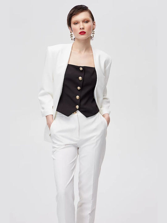 BSB Damen Mittellang Blazer Off-white