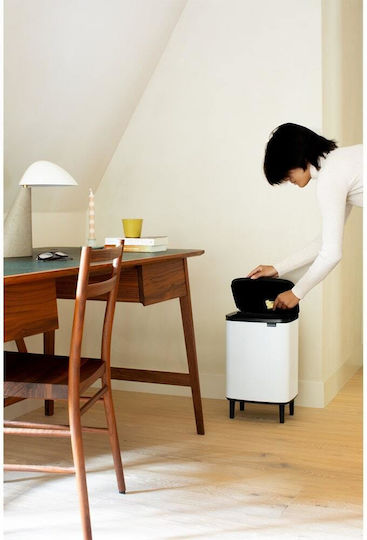Brabantia Bo Small Hi Plastic Waste Bin with Oscillating Lid White 12lt