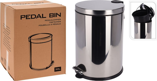 Waste Bin Made of Stainless Steel with Pedal Silver 30lt