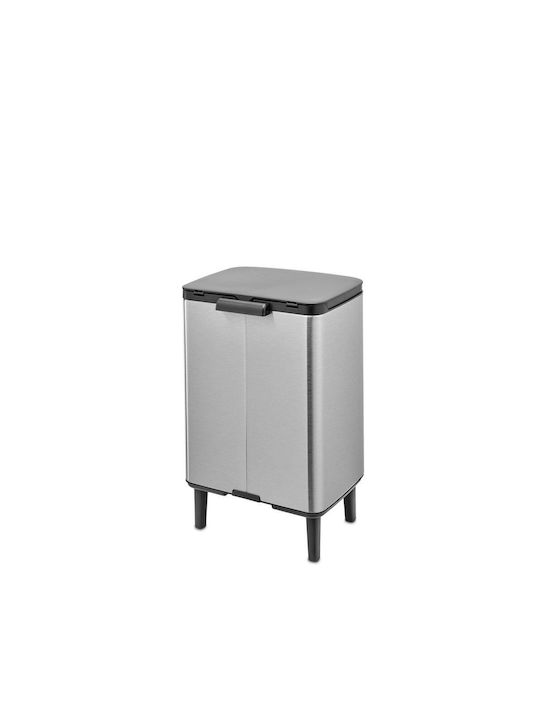 Brabantia Coș De Gunoi Bo Small Hi Plastic Împingeți Argintiu 12lt