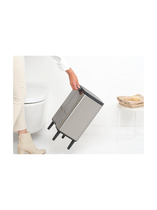 Brabantia Coș De Gunoi Bo Small Hi Plastic Împingeți Argintiu 12lt