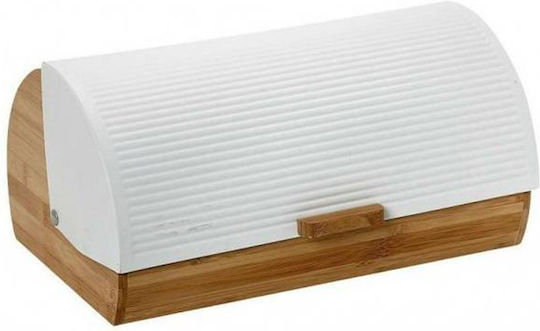 Marva Wooden Bread Box with Lid White Stripes 39x28x18.5cm
