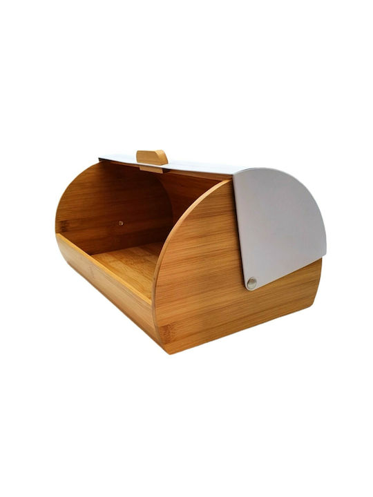 Marva Wooden Bread Box with Lid White Stripes 39x28x18.5cm