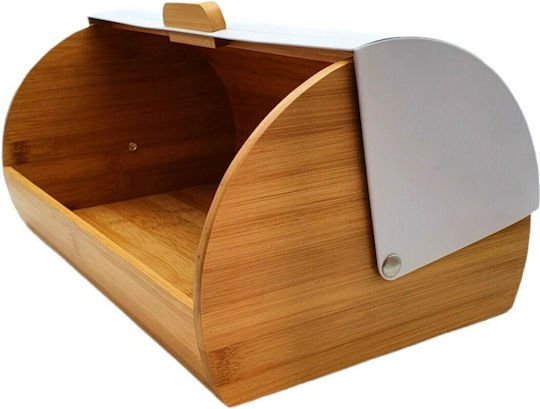 Marva Wooden Bread Box with Lid White Stripes 39x28x18.5cm