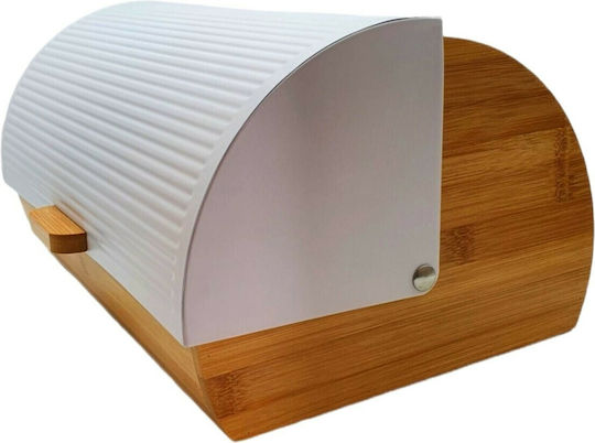 Marva Wooden Bread Box with Lid White Stripes 39x28x18.5cm