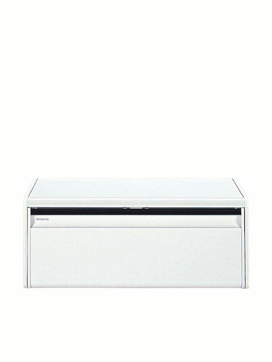 Brabantia Fall Front Bread Bin Bread Box with Lid Metallic White 46.5x25x18.7cm
