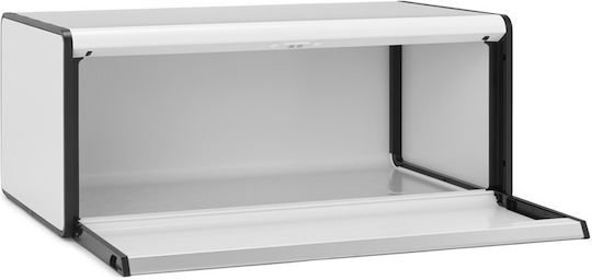 Brabantia Fall Front Bread Bin Bread Box with Lid Metallic White 46.5x25x18.7cm