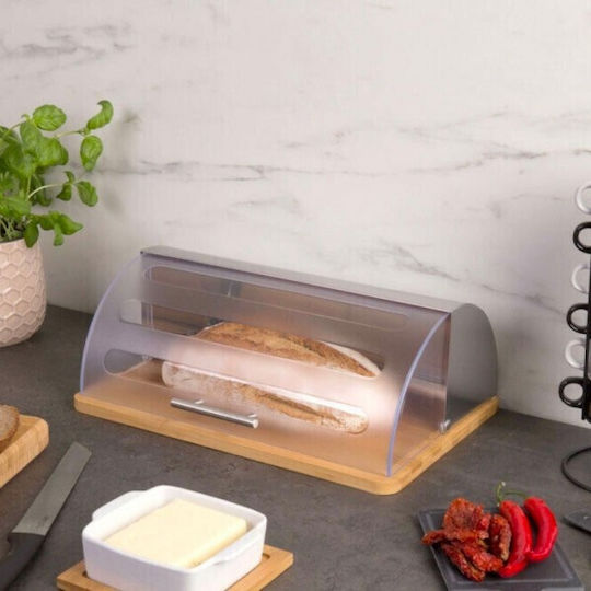 5Five F-V Box Ψωμιέρα με Καπάκι από Bamboo σε Ασημί Χρώμα 39x26.5x15.5cm