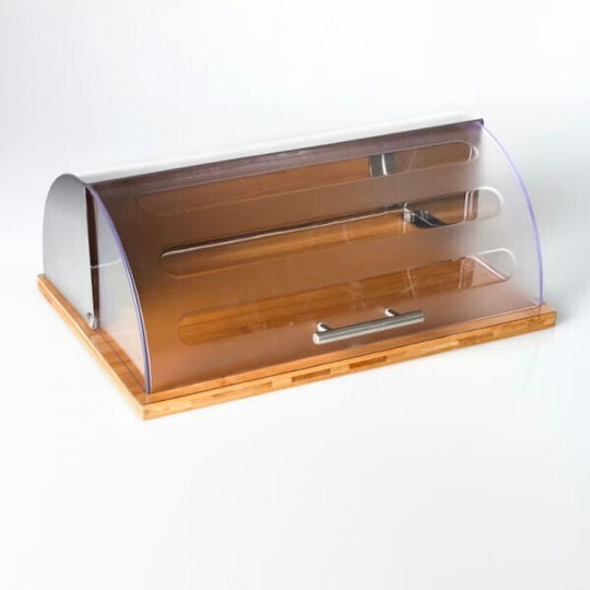 5Five F-V Box Ψωμιέρα με Καπάκι από Bamboo σε Ασημί Χρώμα 39x26.5x15.5cm