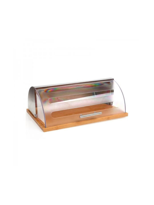 5Five F-V Box Bread Box with Lid made of Bamboo Silver 39x26.5x15.5cm