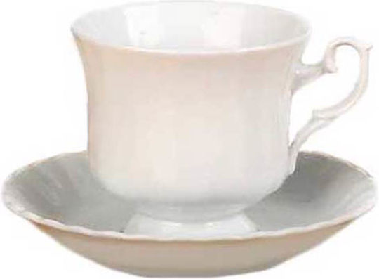 Cryspo Trio Set Tassen Tee aus Porzellan Weiß 250ml 6Stück
