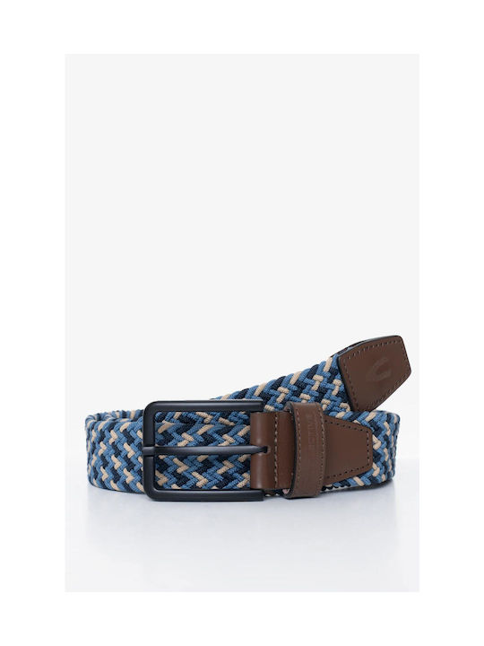 Camel Active Men's Knitted Leather Elastic Belt Blue