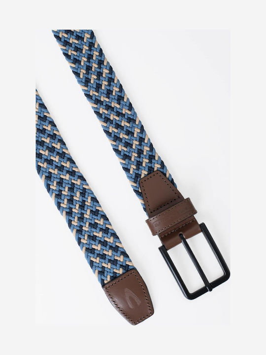 Elastic Men's Belt Leather Knitted Blue