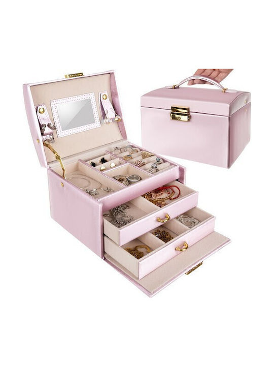 Zola Cutie Pentru Bijuterii Cu Oglindă Roz 17.5x13.8x13.5cm