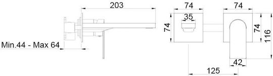 AQG Built-in Mixer & Spout Set for for Bathroom Sink Silver