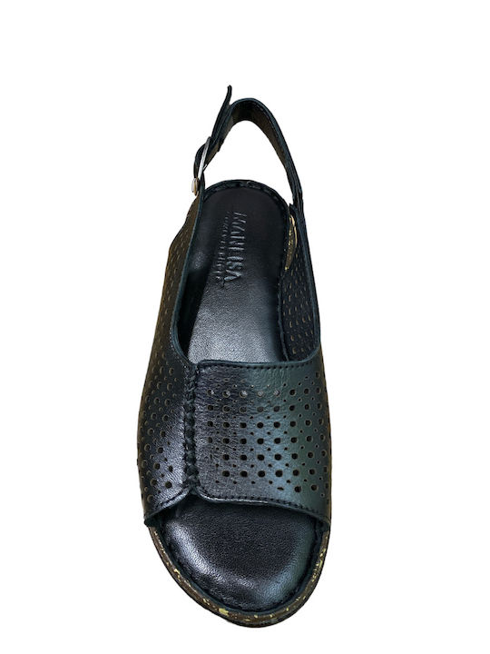 Women's Leather Platform Shoes Black