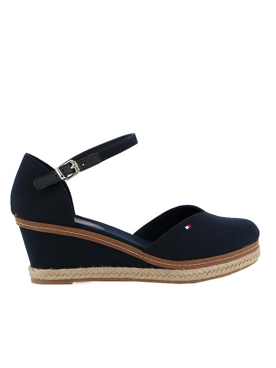 Tommy Hilfiger Mid Wedge Καλοκαιρινές Γυναικείες Πλατφόρμες Μπλε