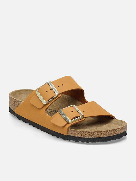 Bs Classic Arizona Leather Women's Flat Sandals in Orange Color Narrow Fit