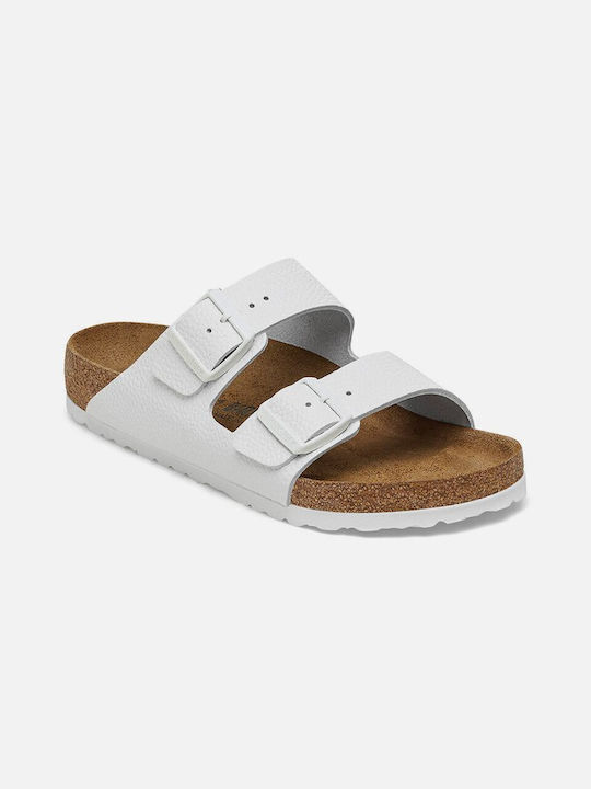 Birkenstock Arizona Δερμάτινα Γυναικεία Σανδάλια σε Λευκό Χρώμα Narrow Fit