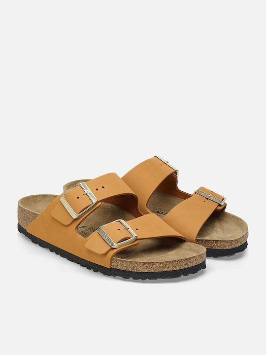 Bs Classic Arizona Leather Women's Flat Sandals in Orange Color Narrow Fit