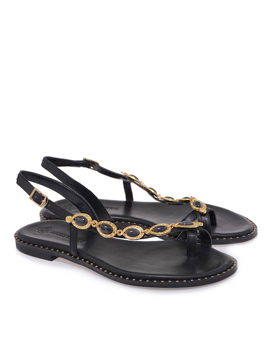 Makis Kotris Women's Flat Sandals in Black Color