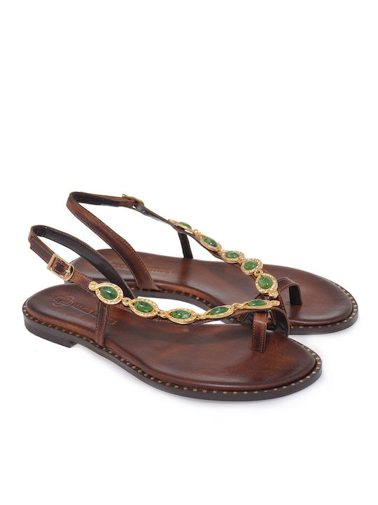 Makis Kotris Women's Flat Sandals in Brown Color