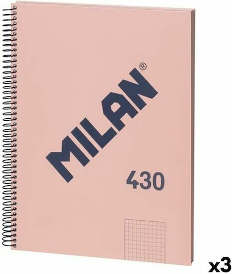 Milan Set 3 Notizbücher Spirale 80 Blätter A4 Geregelt Rosa