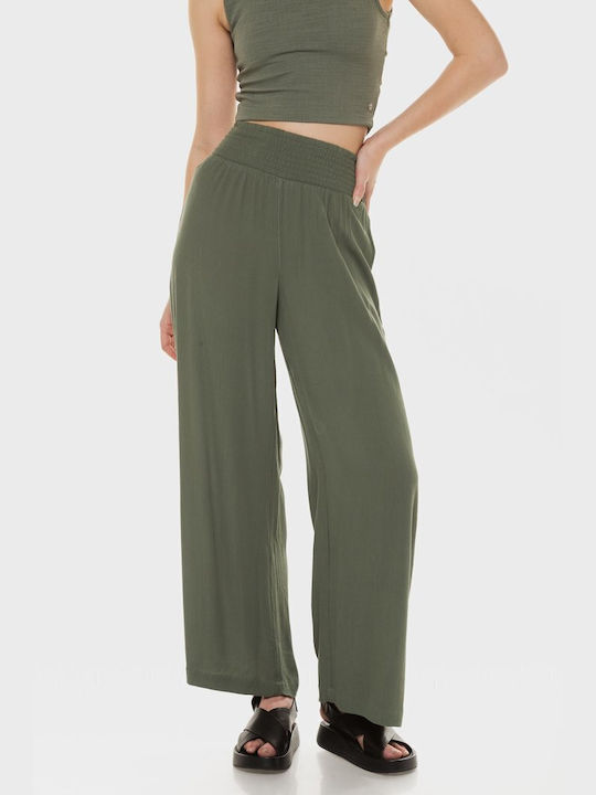 Roxy Women's Fabric Trousers in Loose Fit Green