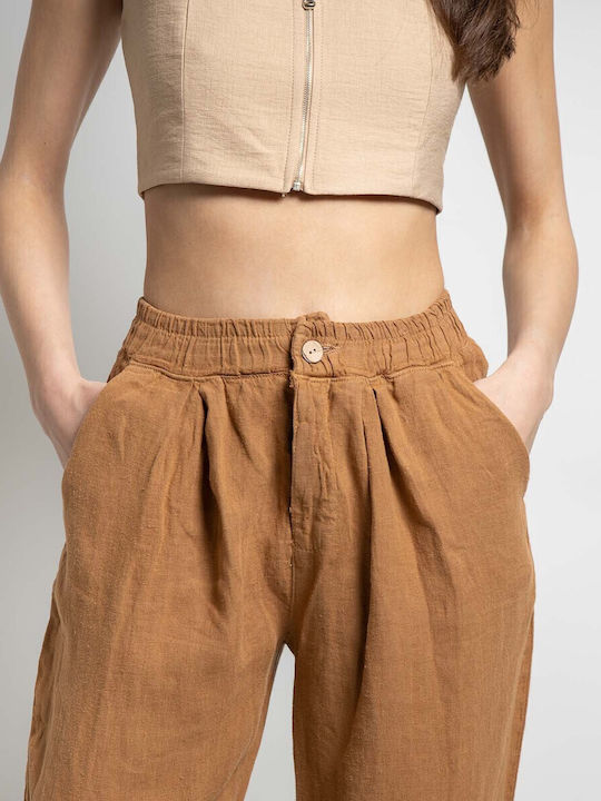 Pantaloni Morcov din In Lumină Maro Cămilă