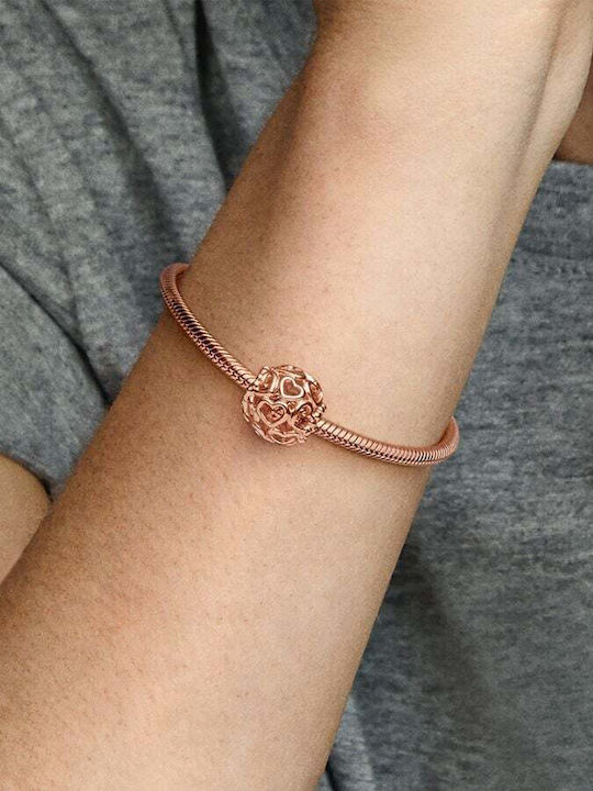 Pandora Κρεμαστό Charm Herz aus Vergoldetem Stahl Rosa