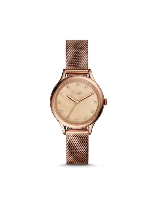 Fossil Uhr mit Rose Gold Metallarmband