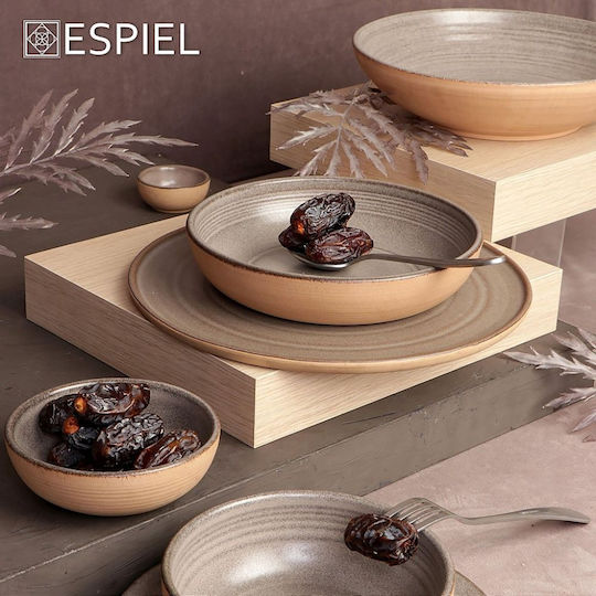 Espiel Calabria Servierschüssel Rund Keramik Beige mit Durchmesser 12.5cm