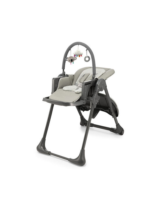 Kinderkraft Tummie Foldable Highchair with Plastic Frame & Leatherette Seat Gray