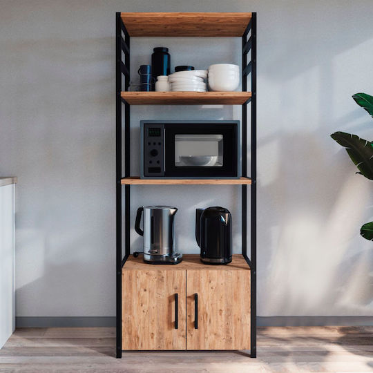 Megapap Agero Kitchen Rack Metallic 4 Tiers Brown 56.1x30x138.3cm