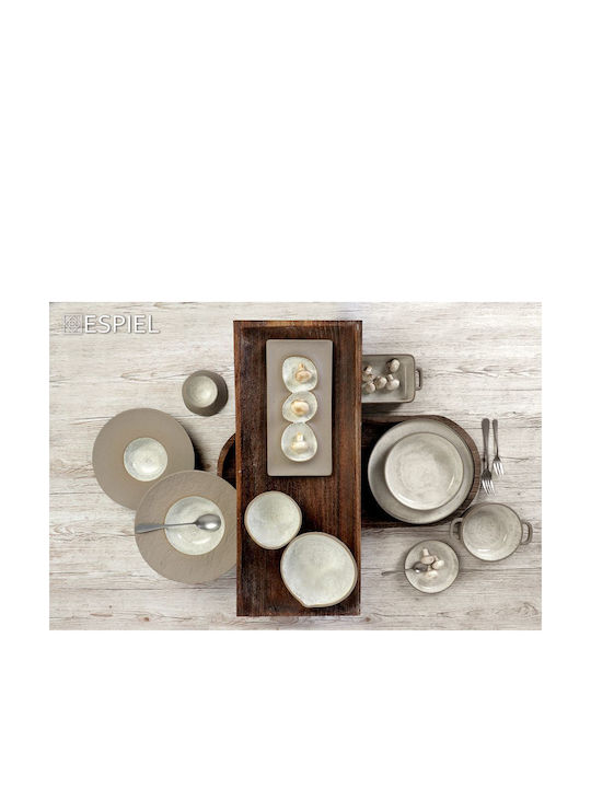 Espiel Ceramic Dessert Divided Serving Plate with 3 Slots Spirit Beige 15.8x31.8x2.2cm