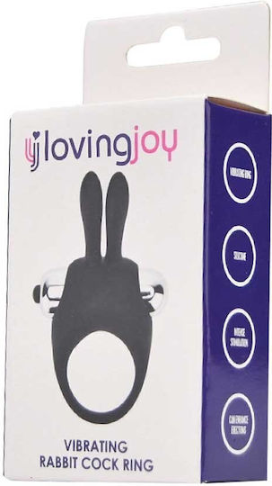 Joyrings Silicone Long Rabbit Vibrating Cock Ring Black By Loving Joy