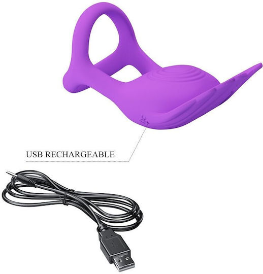 Pretty Love Vibrant Penis Ring 7 Vibrations Purple Silicone