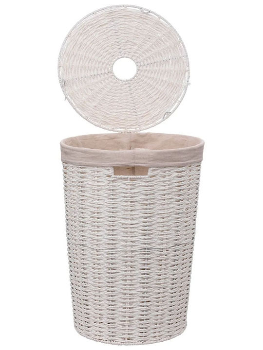 5Five Καλάθι Απλύτων Υφασμάτινο με Καπάκι 38x38x52cm Λευκό