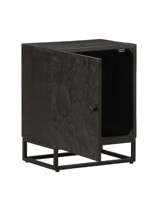 Wooden Bedside Table with Metal Legs Mango 40x30x50cm