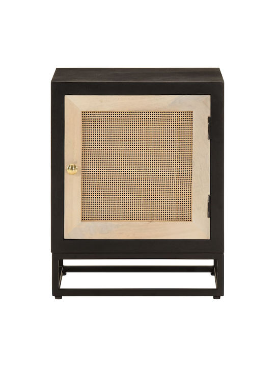 Wooden Bedside Table with Metal Legs Mango 40x30x50cm