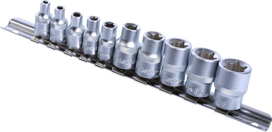 Topmaster Καρυδάκια Torx με Καρέ Υποδοχής 1/4", 3/8" Σετ 10τμχ