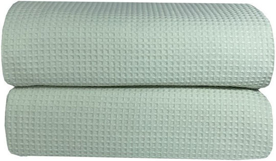 Astron Italy Waffle Single Hotel Blanket Hotel Pique Blanket Green 165x245cm