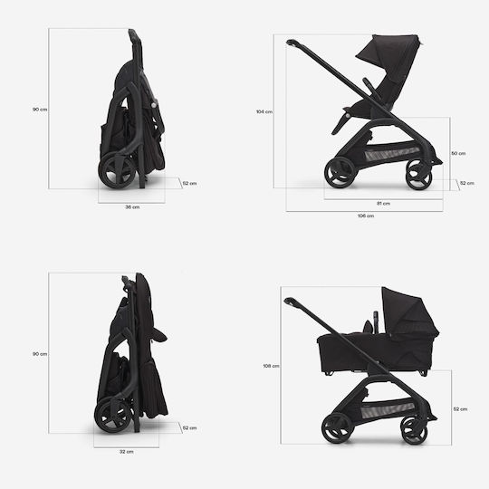 Bugaboo Dragonfly Complete Verstellbar Kinderwagen Geeignet ab 6+ Monaten Complete Black - Taupe Desert 7.9kg